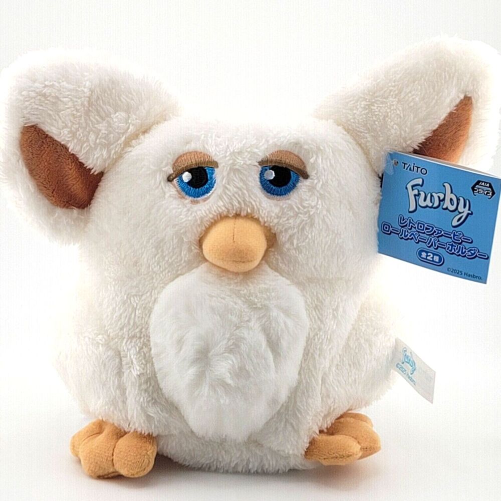 White Retro Emoto-Tronic Furby Taito Plush Toilet Paper Roll Holder 2025